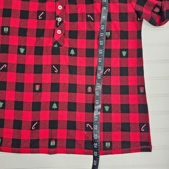 Jaclyn NY Red Buffalo Plaid Holiday Print Henley Pajama Set Women's Size M NWOT - Picture 12 of 15